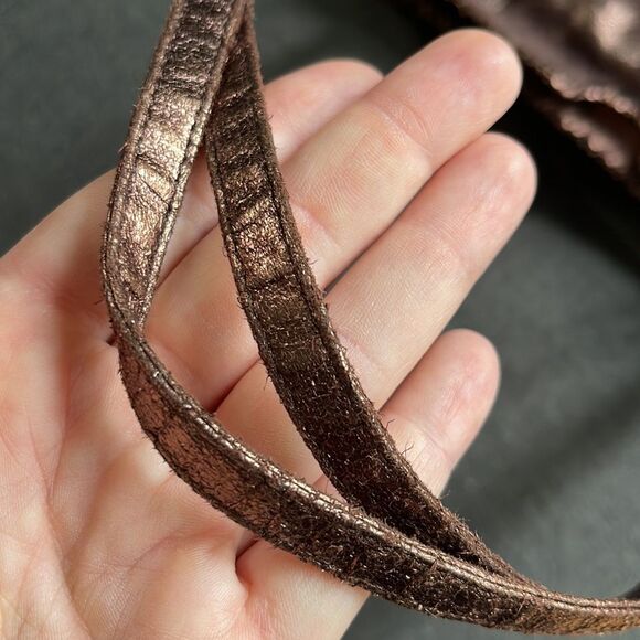 CARLOS FALCI Metallic Bronze Leopard print suede tote - Picture 8 of 8